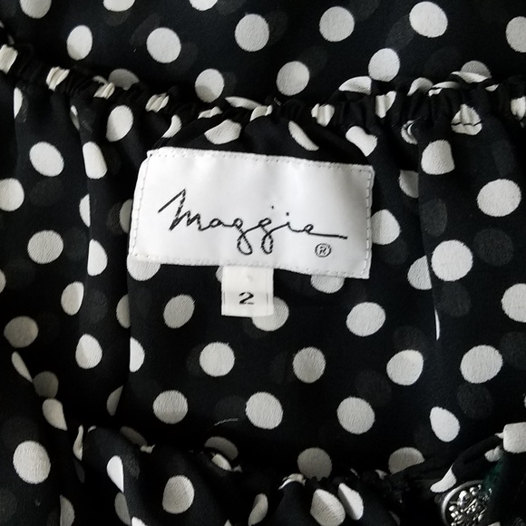 MAGGIE Vintage 80s Black & White Polka Dot Blouse - Picture 8 of 8